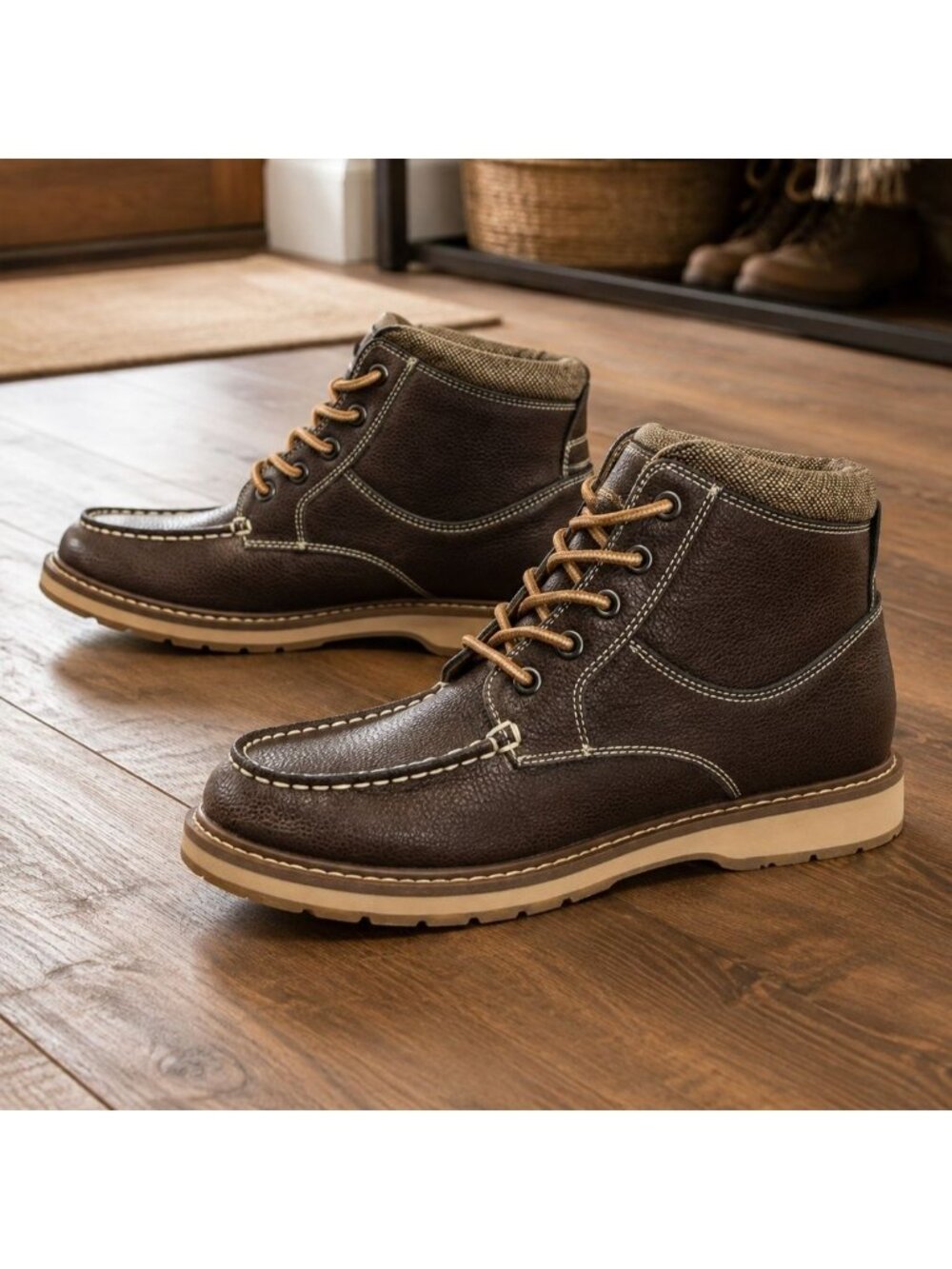 Flex Step Larry Men’s Size 8 Boots Brown Lace-Up Mid Ankle Work Street – NEW
